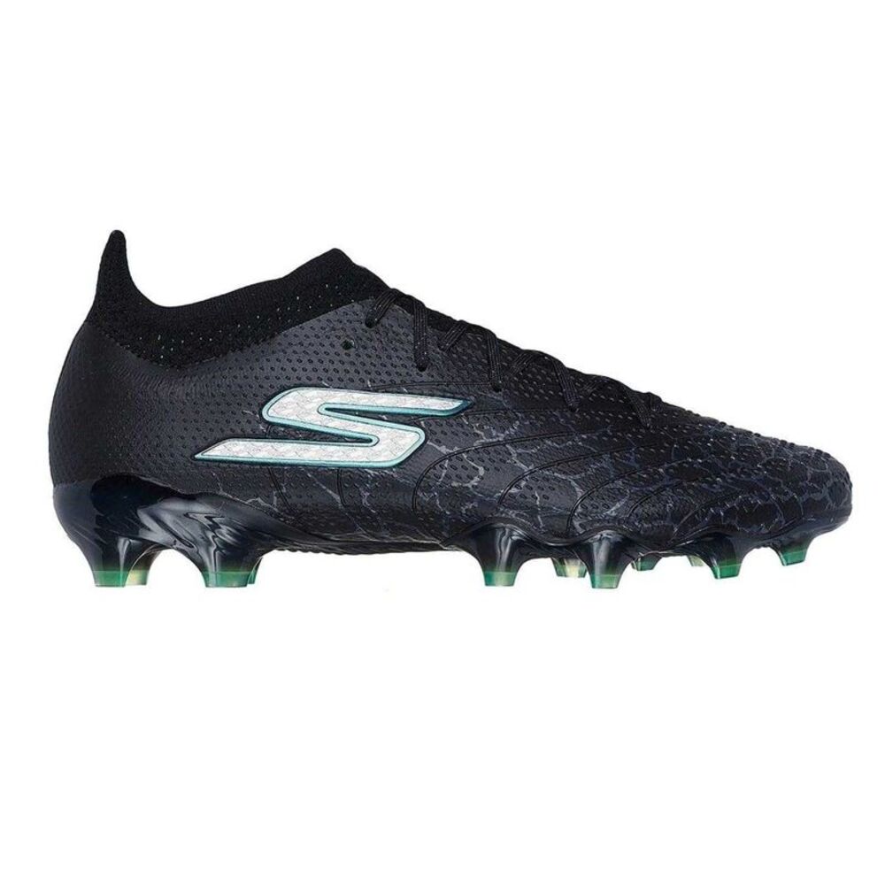 Skechers Mens Crackle Effect Firm Ground Football Boots / Black/Silver